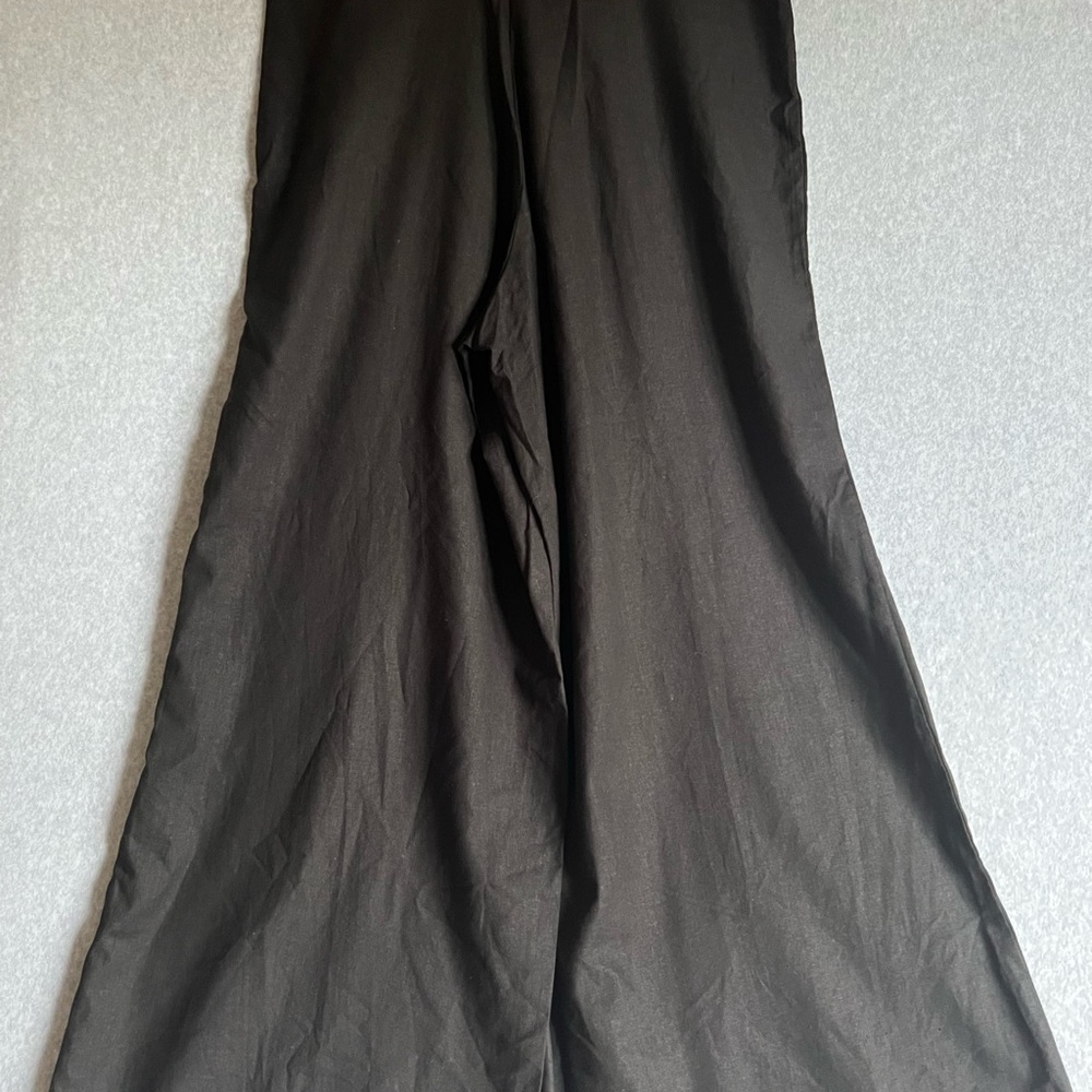 Kimschalk Lagenlook Pants Womens 10 Linen Maxi Wide Leg Skirt  Black - Picture 7 of 10